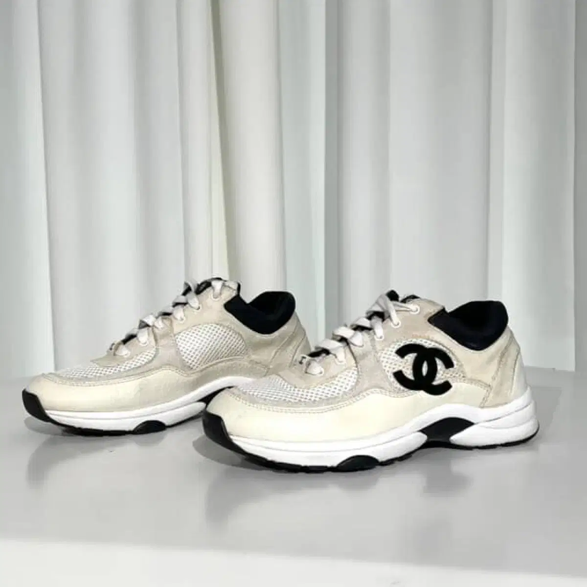 m4706 シャネル CHANEL メッシュ スエード カーフスキン スニーカー スニーカー - メッシュ & スエード カーフスキン、ブラック